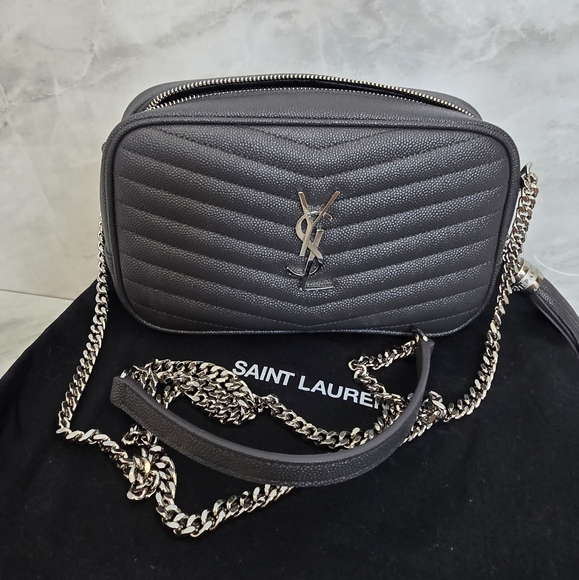 Saint Laurent Gray Quilted Leather Crossbody Bag - Picture 1 of 15